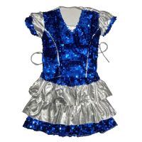 Western Dance Costume for Girls - Blue & Silver SRC6686