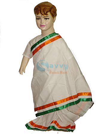 Fancy Dresses Tiranga Border Saree Kids Costume SRC5624